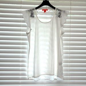 Joe Fresh Lace Cap Sleeves BLACK  White Top Size M